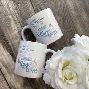 Set 2, Coffee Mug, Friends Wine and Coffee, New, Never Used
